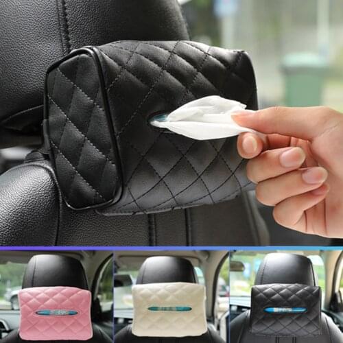 Universal PU Leather Car Tissue Box Cover Napkin Paper Holder Sun Visor Towel Organizer Case Auto Interior Accessories Storage