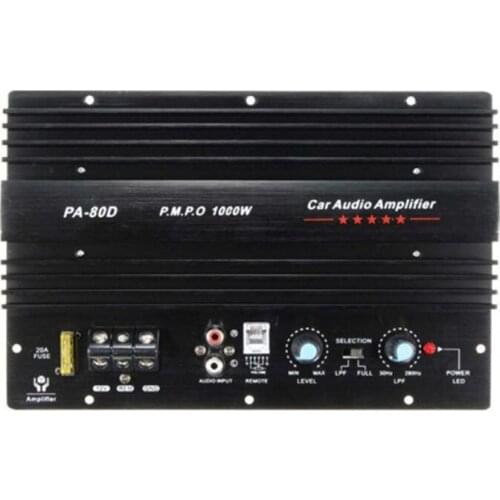 PA-80D 12V 1000W Mono Car Audio Power Amplifier High Power Bass Subwoofers Amplifier Board
