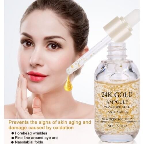 24K Gold Ampoule Anti-aging Skin Serum Ampoule Skin Facial Essence Moisturizing Nourishing Collagen Skin Care Face Firming