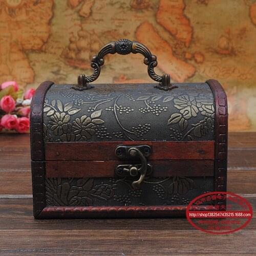 Zakka small antique wooden jewelry retro package candy box storage box wholesale Cheap Creative