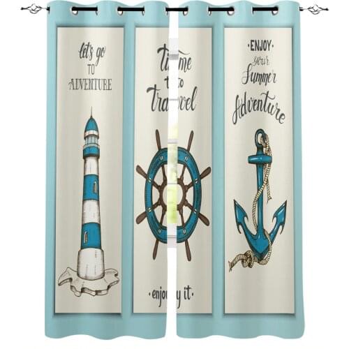 Lighthouse Pointer Anchor Curtain For Kitchen Living Room Bedroom Curtains Home Decoration Window Treatments Drapes