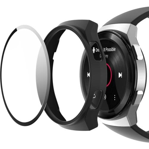 For huawei wtach gt 2e Screen Protector Case PC Hard Protective Cover Bumper with HD Tempered Glass film for huawei gt2e cases