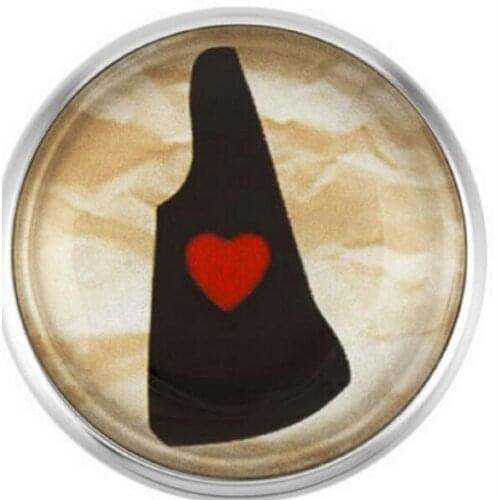 New Hampshire Snap Buttons Glass Ginger Snap Charms Fit 18mm Snap DIY Bracelets/Necklace Jewelry 20Pcs/lot