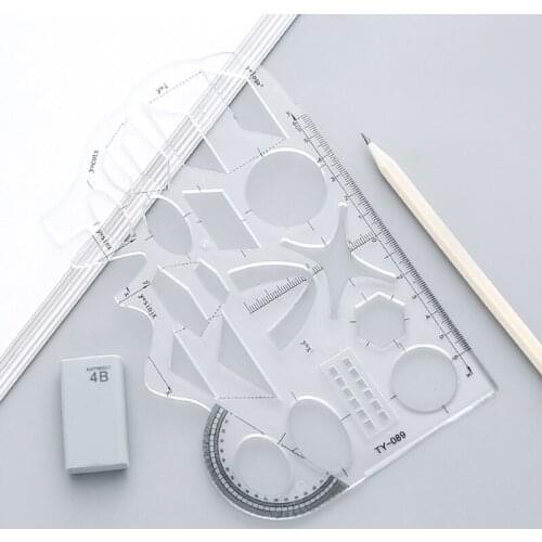 YYDS 1 Pc Multifunctional Geometric Ruler 7.56x4.53in with Protractor for Math/Geometry/Function Drawing