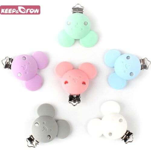 1pcs Micky Silicone Teether metal clip Pacifier silicone accessories for rodent DIY Baby Teether Necklace Pendant Clamp