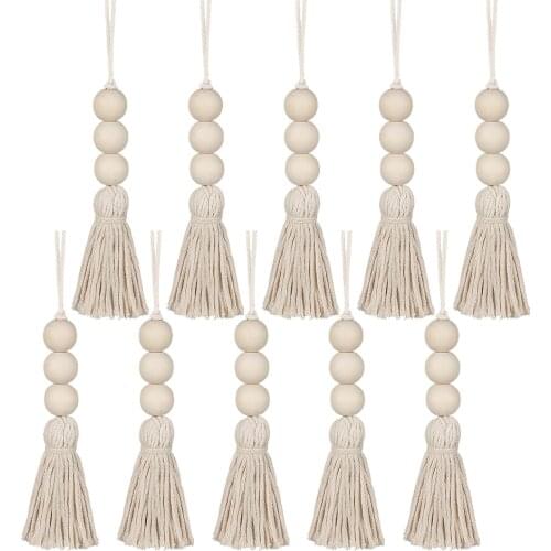 10pcs Wood Beads Hanging Natural Wood Beads Hanging Ornaments Closet Door Handle Decorations