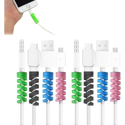 10 Pcs Cable Protector Cable Saver Flexible Silicone Spiral USB Cord Protector for iPhone Headphone Computer Cable