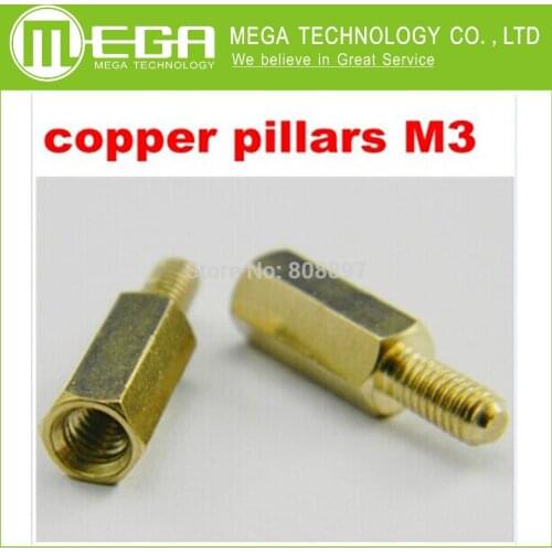 100PCS/LOT 6+6 Copper Pillars M3 6MM Height Circuit Board Installed Column