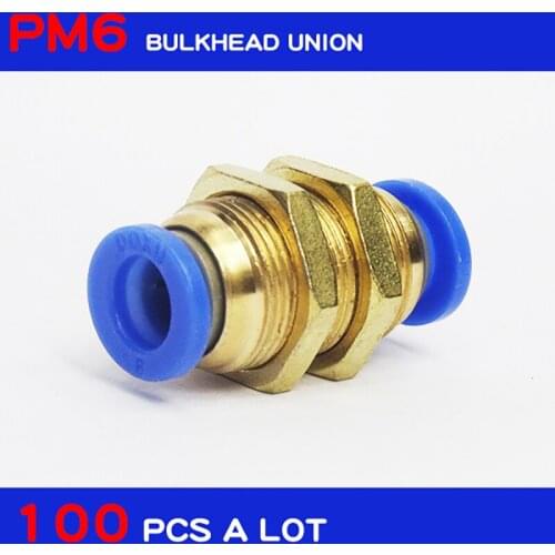 100Pcs a lot PM6, Free shipping 6mm Pneumatic Air Valve Push in Quick Fittings Adapter pneumatic connectors