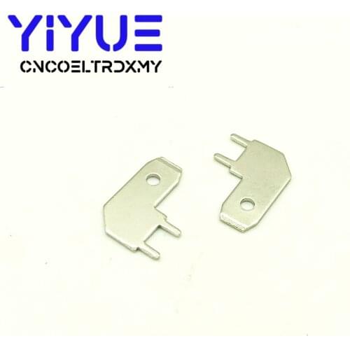100pcs 6.3 L Inserts Plug Spring Terminal PCB Solder lug L type Corner Flag thickness 0.8 two legs ,PCB welding sheet