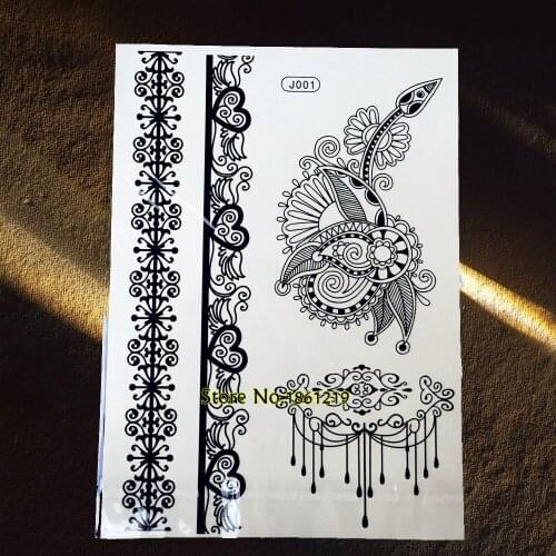 25 Styles Fashion Waterproof Black Henna Tattoo Wedding Fake Jewelry Body Art Tatoos Mehndi Flower Arm Temporary Tattoo Stickers