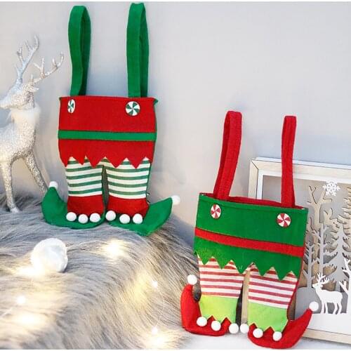 28*45cm Christmas Decorations Non-woven Candy Bag Santa Gift Bag Childrens Christmas Gift Bag Holiday Party Supplies