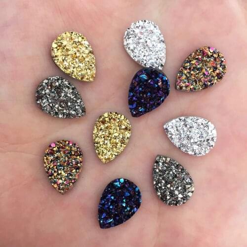 500pcs Shiny AB Resin 10*14mm Drop irregular surface Ore crystal flatback rhinestone Ornaments DIY Wedding appliques craft SW84