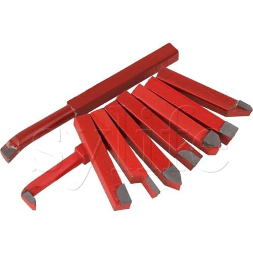 9 x Yellow Iron Lathe Turnning Tool w/YW1 Alloy Tool Bit 10x10mm Shank
