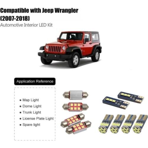 9x Interior LED Lighting Bulb Kit Compatible with 2007-2018 Jeep Wrangler