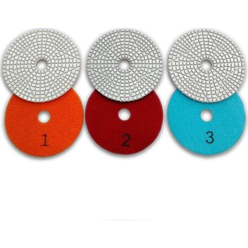 DIATOOL Diameter 4"/100mm Premium 3 Steps Diamond Wet Or Dry Polishing Pads Resin Bond Sanding Discs For Marble Stone Plisherpad