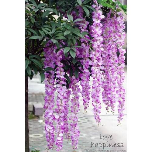 Free shipping Elegant Artificial Silk Flower Wisteria Vine Rattan DIY Garland For Wedding Centerpieces Decorations Home Ornament