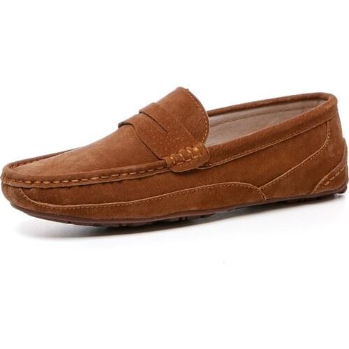 Brand Loafer Shoes for Men Moccasins Suede Mens Loafers Leather Casual Shoes Man Slip On Flats Big Size 38-46 Driving Footwear