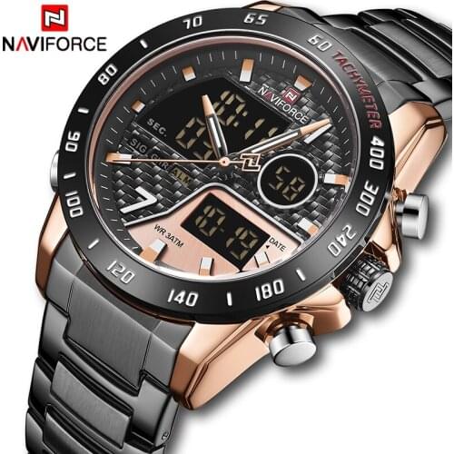 NEW Men Watch Top Luxury Brand NAVIFORCE Army Fashion Casual Watches Stainless Steel Waterproof Quartz Wristwatches Male Clock