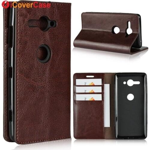 For Sony Xperia XZ2 Compact Case Cover Luxury Genuine Leather Wallet Flip Fundas Coque For Sony Xperia XZ2 Compact Dual H8324