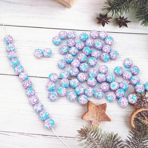 Chenkai 50PCS 12MM Silicone Christmas print Beads Baby Round Shaped Beads Teething BPA Free DIY Sensory Chewing Toy Accessories