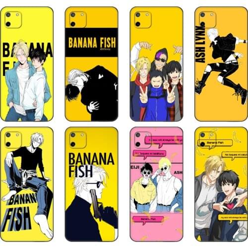 Black tpu Case For OPPO Realme C11 Case For Realme C 11 RealmeC11 Back RMX2185 Case Cover Bumper Banana Fish Cartoon