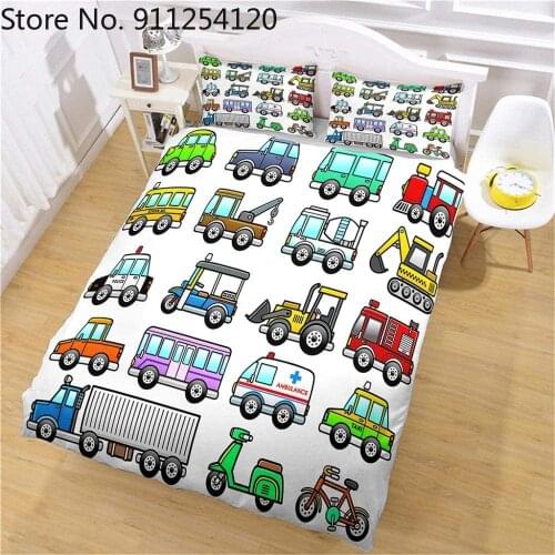 Baby Kids Duvet Cover Set Cartoon Car 2/3 Piece Bedding Set vehicle Quilt Cover Queen King Double Bedding Sets Dropshipping