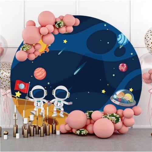Laeacco Cartoon Astronaut Space Spaceship Baby Room Birthday Decor Backdrop Photographic Photo Background For Photo Studio