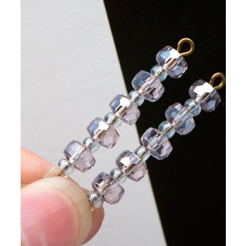 Faceted Crystal Rondelle Beads 6x4mm, Sparkly Glass Spacer Beads, Transparent Purple Grey-(TS90-19)/ 100 Beads