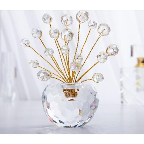 Crystal Bonsai Fortune Money Tree Figurine With AB Beads Window Suncatcher Showpiece Luck Tree Wealth Prosperity Room Decorate