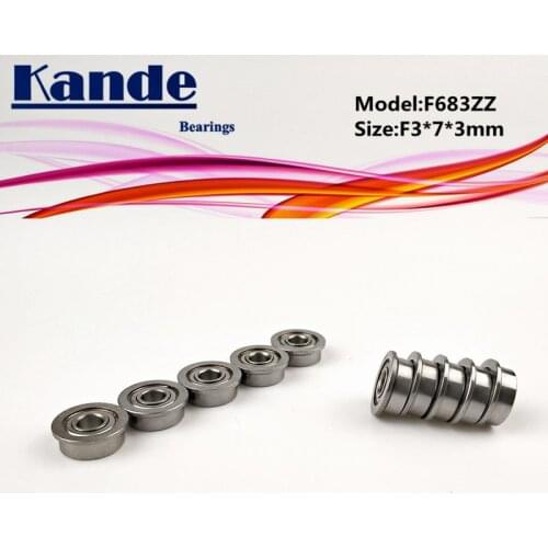 Kande Bearing F683 ZZ 10pcs F683ZZ F683ZZ Metal Shield Flange Ball Bearing F3*7*3mm