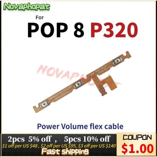Novaphopat P320x Power on off Volume up down Switch Key Button flex cable For Alcatel One Touch Pop 8 P320 Replacement