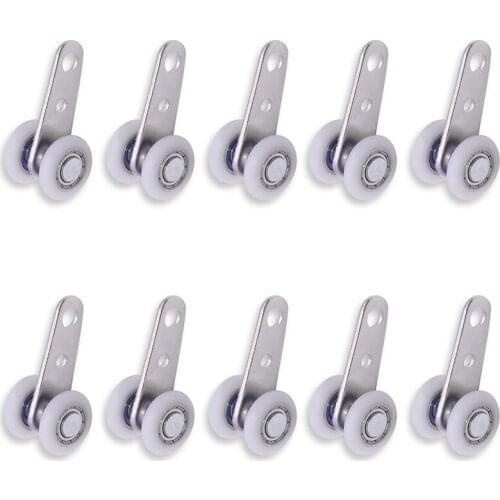 Pack Of 10 45X19 Mm Metal Bearing Pulley Blocks With 2 Plastic Wheels For Cabinet Sliding Doors