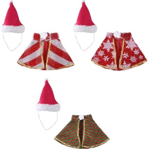 Pet Costume Set Christmas Hat with Dog Adjustable Holiday Dress Up Accessories Cat Xmas Cloak for Small/Medium Dogs