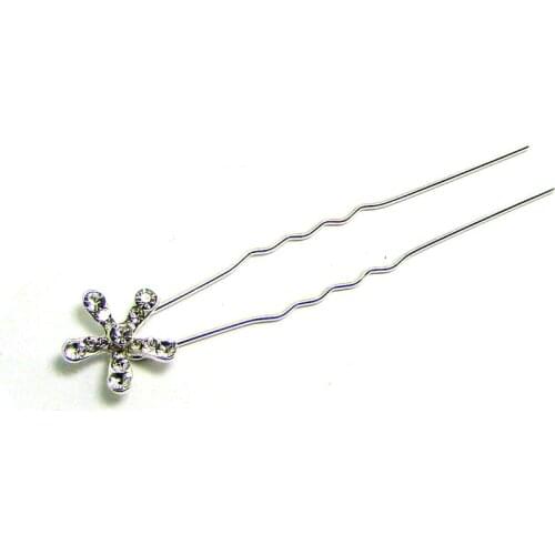 Crystals metal flower charm designer 65mm long hair fork fashion wedding ornament jewelry accessories 12Pcs x new