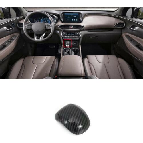 Carbon Fiber Look Interior Car Gear Shift Knob Cover For Hyundai Santa Fe TM 19