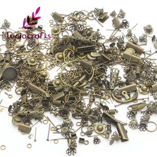 Lucia crafts 50g/lot 3-30mm Antique Connectors Final Flat Hook Metal DIY Bags Accessories Metal Craft Material G1311