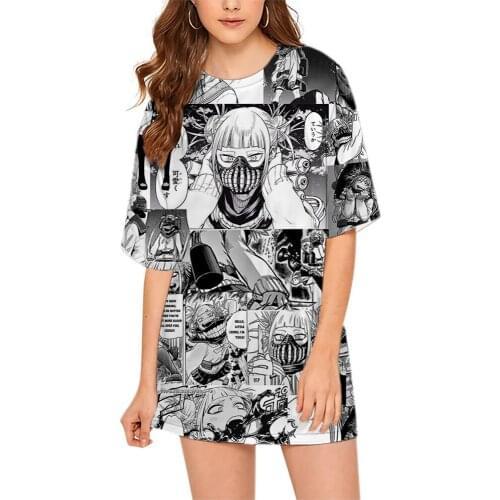 CLOOCL My Hero Academia Fashion Women Short Sleeve Loose T Shirts 3D Print Anime Himiko Toga T-shirt Womens Harajuku Tops