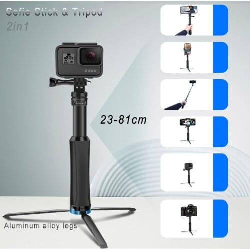 Selfie Stick Foldable Monopod 2in1 Tripod for GoPro hero 9 8 7 5 Yi SJCAM Osmo Action Camera /CellPhone