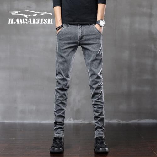 Men Jeans Fashion Brand 2021 Slim Straight Business Casual Gray Thin Elasticity Cotton Denim Pants Trousers Male Jeans