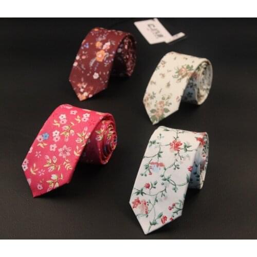 Mens neck ties new Korean designers fashion slim skinny cotton 6cm print floral cute for men wedding tie 20pcs/lot