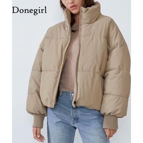 New Winter Thicken Womens Short Parkas Coat Solid Stand Collar Warm Parka Female Cotton Padded 2020 Fashion Puffer Jacket