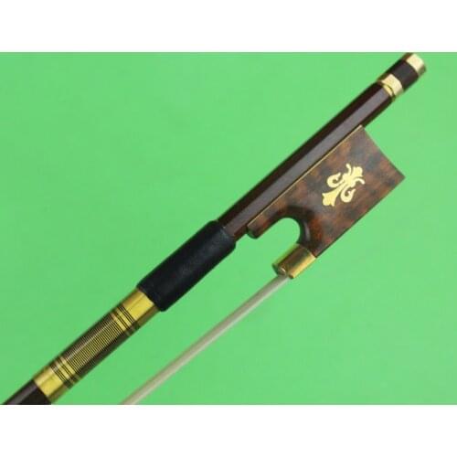 New PRO 4/4 carbon fiber violin bow wrapped wood veneer snakewood frog