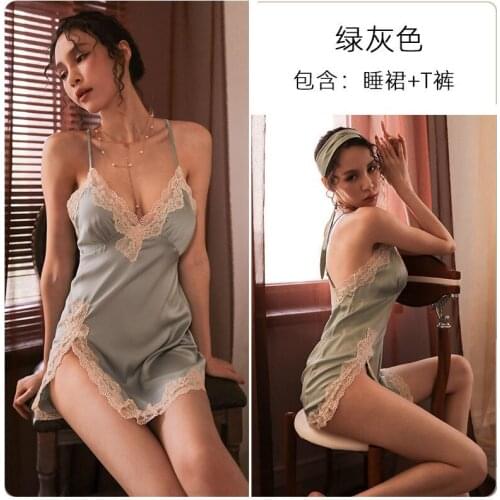 Tufaha Two-pieceSexy Pajamaswith T-back Sling Summer Lingerie Set Sleepwear Women Sleeping Dress Sexy Nightwear