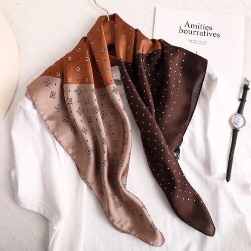 Luxury Silk Satin Head Scarf For Women Fashion Kerchief Print Hair Scarfs 70cm Square Headband Neck Scarves For Ladies Dropship