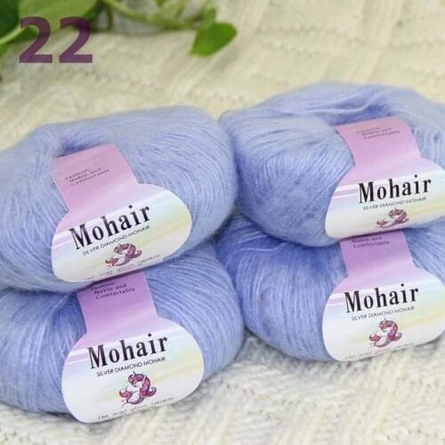Sale New 4BallsX25g Luxury Soft Mohair Warm Wrap Shawl Hand Knit Crochet Yarn 291-22-4 Cloud Blue