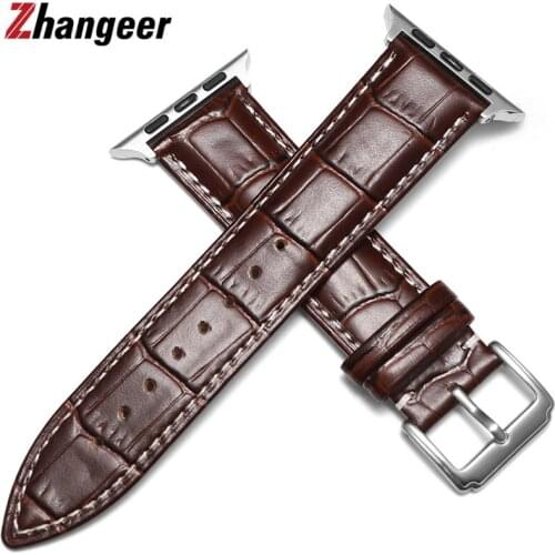 Cowhide Genuine Leather Strap For Apple Watch Band 44mm 40mm iwatch 6Se 5 4 3 2 1 Wristband 42mm 38mm bracelet Watch Accessories