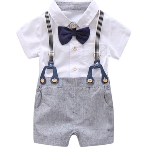 Rmper for Newborn Baby Boy Clothes Set Bow Wedding Birthday Boys Overall Suit Shirt Toddler Gentleman Outfit