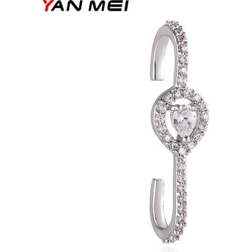 YAN MEI Unilateral Simple C-shaped Ear Clip On Earrings Clip Girlfriend Gift Free Punch Earrings Inlaid Zircon Luxury Ear Clip