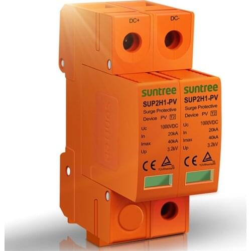 DC 1000V 2P 20KA-40KA solar Lightning Overload Protection Surge Arrester